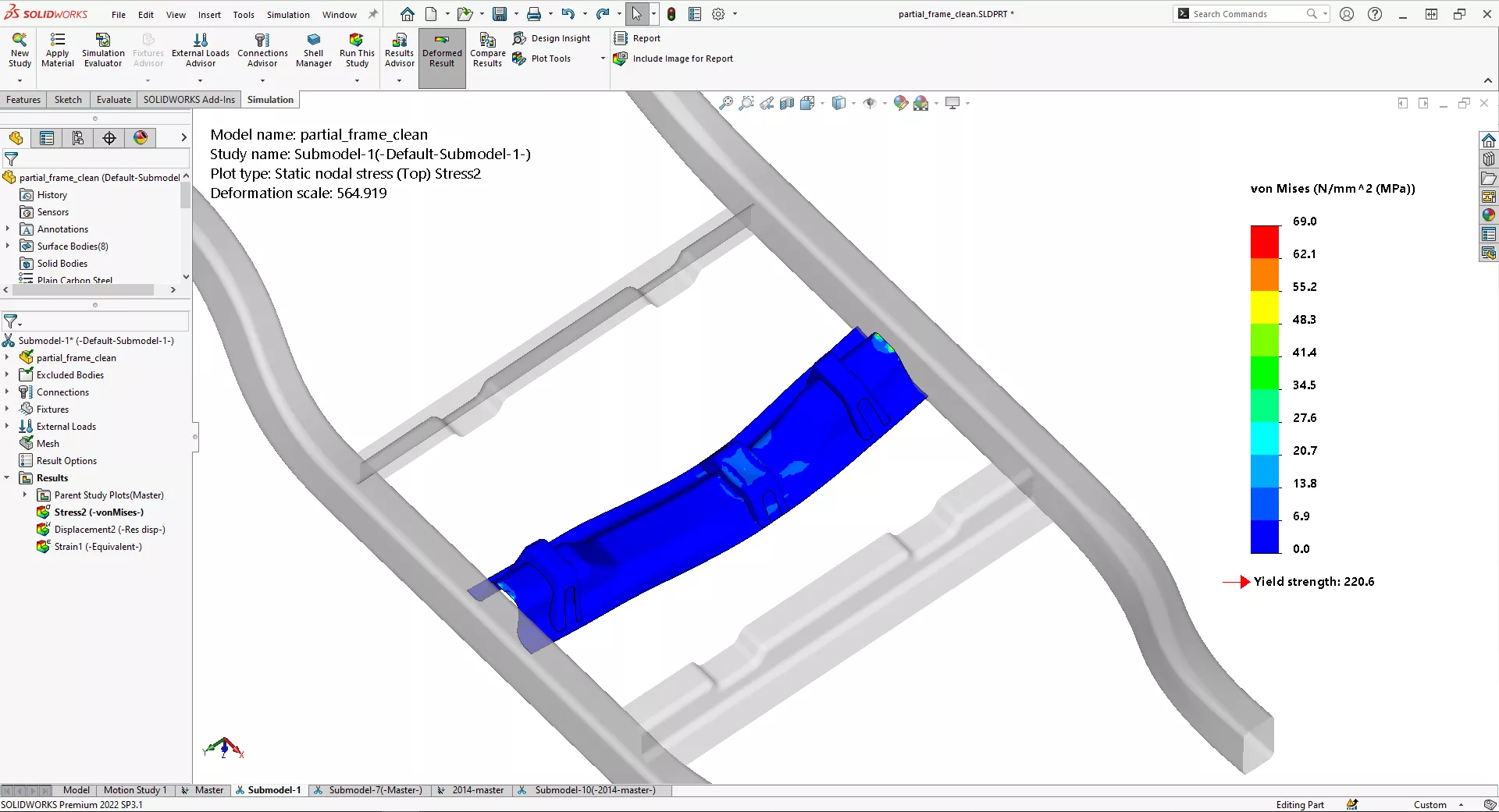 Example of Submodeling in SOLIDWORKS Simulation