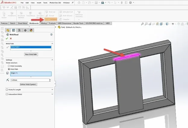 weldment configuration as welded