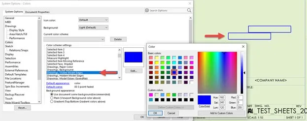 Specifying the Color of Model Edges in SOLIDWORKS