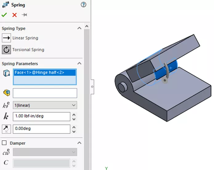 Spring PropertyManager in SOLIDWORKS Motion 