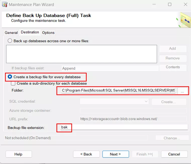 SQL Server Maintenance Plan Wizard Create Backup File for Every Database Option