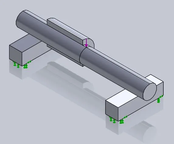 3-point bending test on an asymmetric model in SOLIDWORKS Simulation