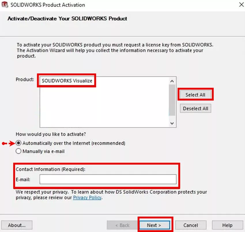 Standalone SOLIDWORKS Visualize License Activation