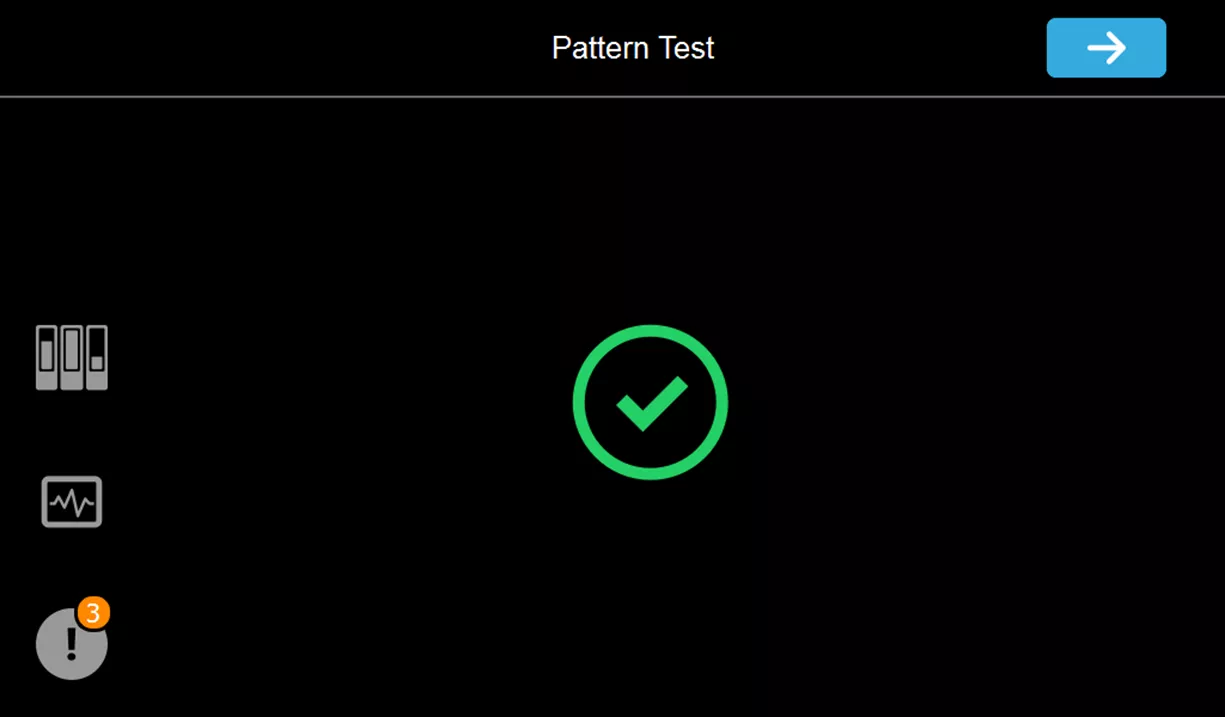 Stratasys Pattern Test Completion Screen 
