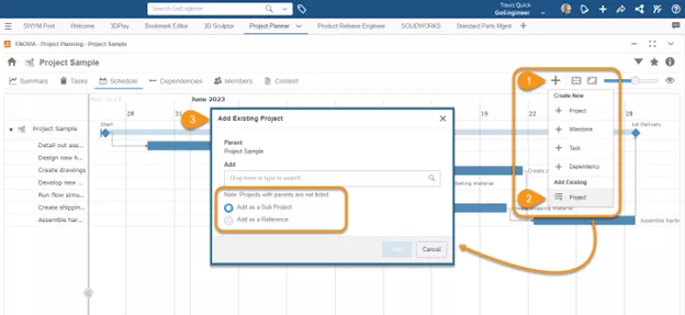 In 2023x FD02, you can now add and manage sub-projects from the same Project Planner project.