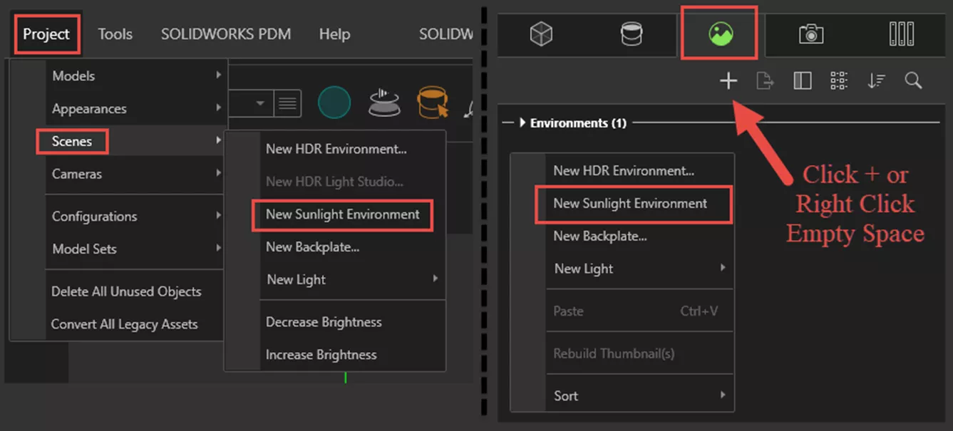 How to Add a New Sunlight Environment in SOLIDWORKS Visualize 