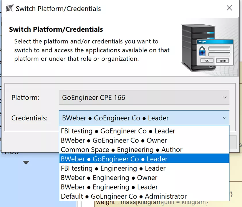 Switch Platform Credentials 3DEXPERIENCE 