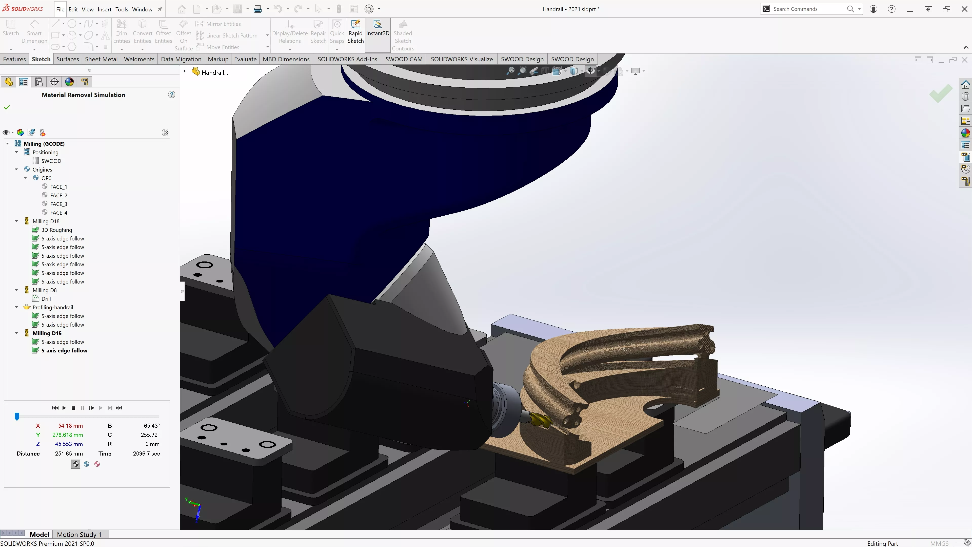 SWOOD CAM 3D Toolpath Simulation Feature