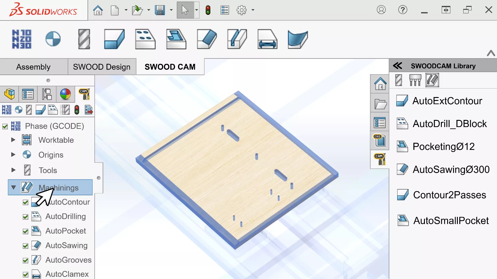 SWOOD CAM Woodworking-Specific Machining Operations Tool