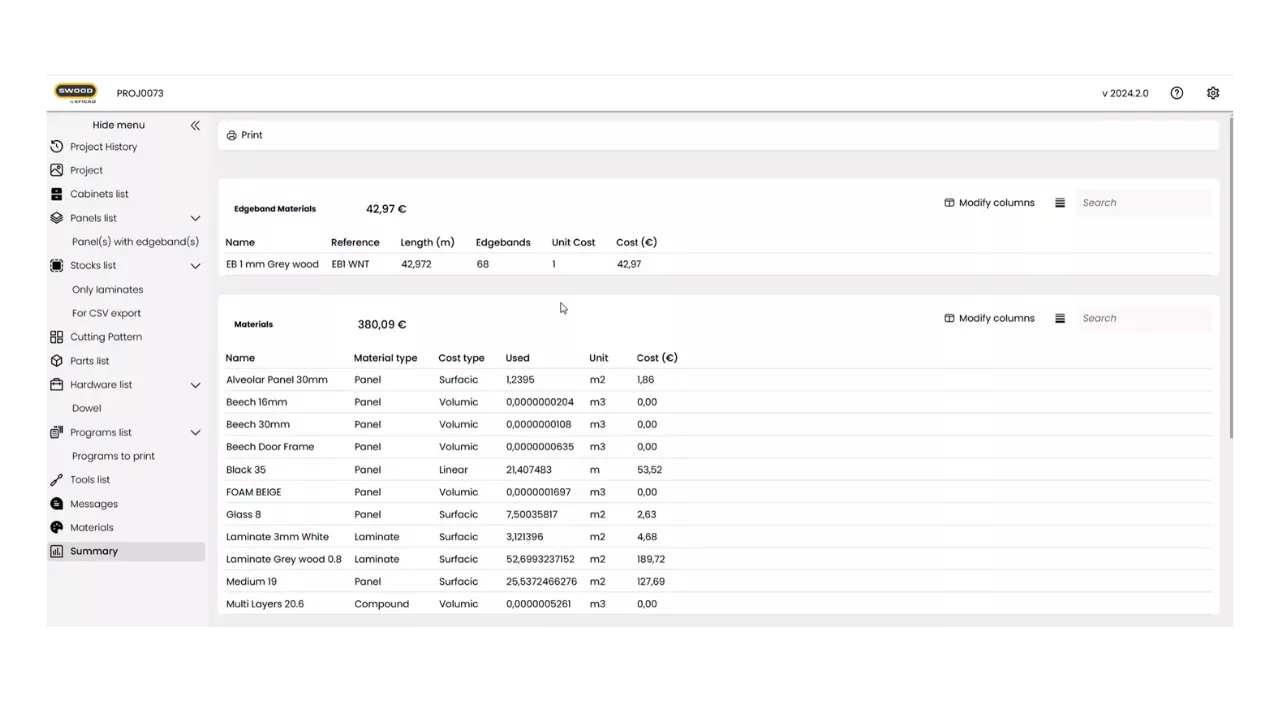 SWOOD Nesting Material Management and Labeling Tool