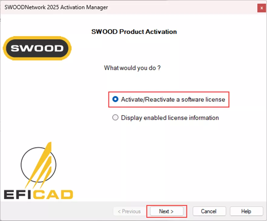SWOOD Network License Activation