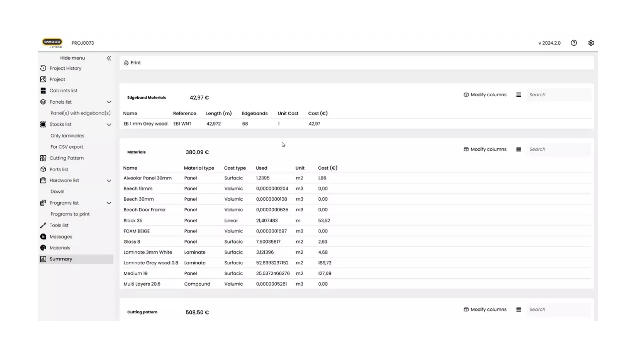 SWOOD Design Bill of Materials and Cut List Generator Tool