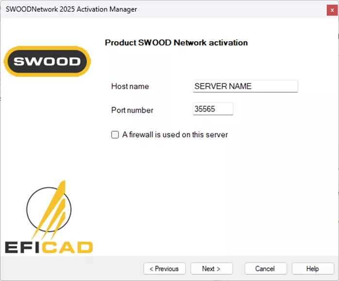 SWOOD Network Reactivation Host Name and Port Number Fields