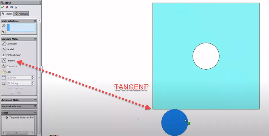 Tangent Mate in SOLIDWORKS
