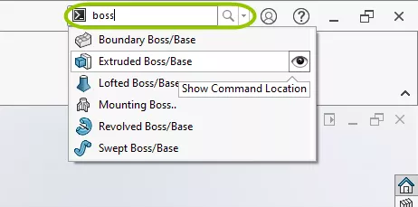 SOLIDWORKS Command Search Bar