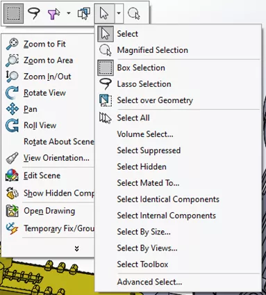 Selection Tools Available in SOLIDWORKS Assemblies