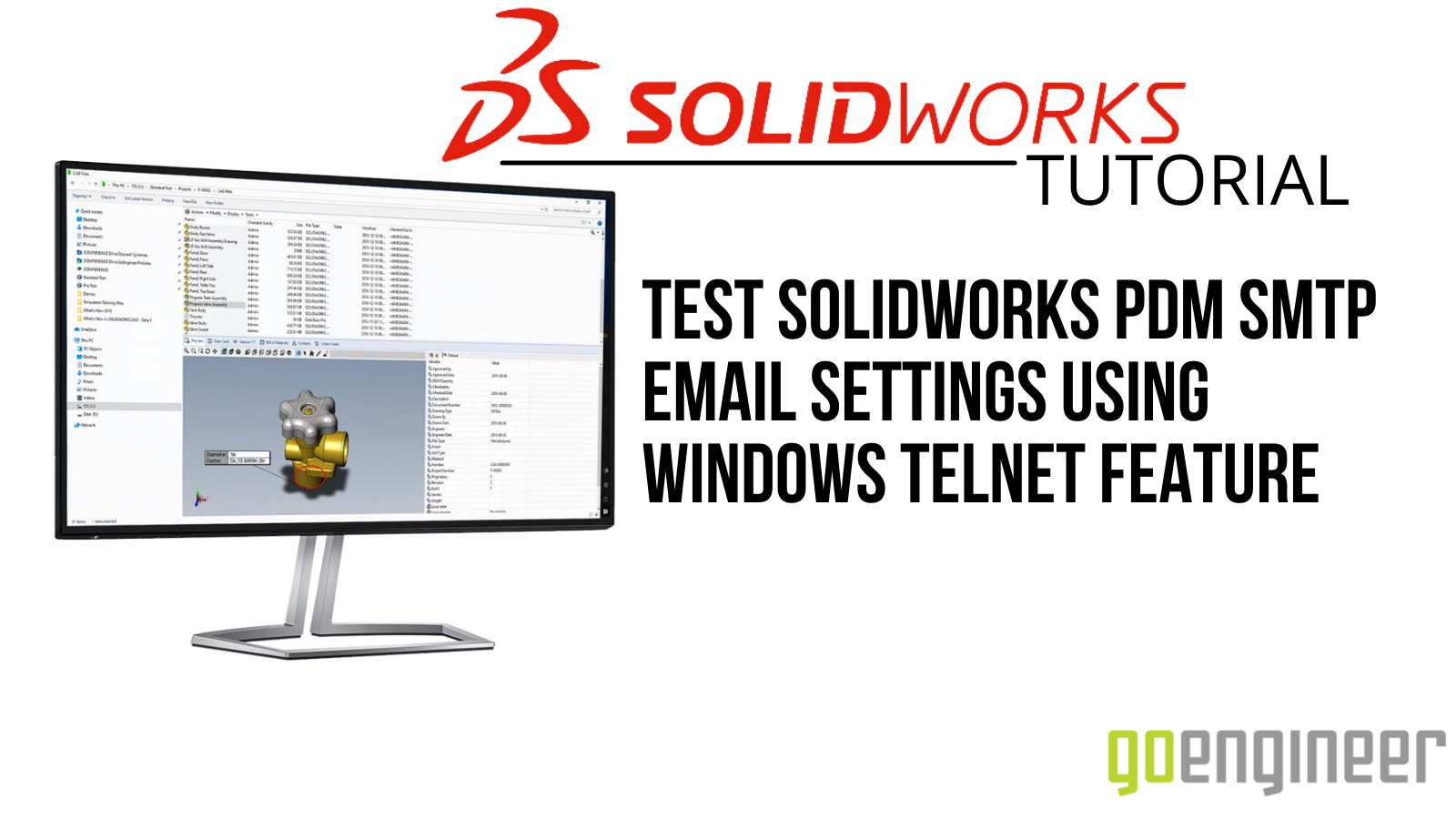 Test SOLIDWORKS PDM SMTP Email Settings Using Windows Feature