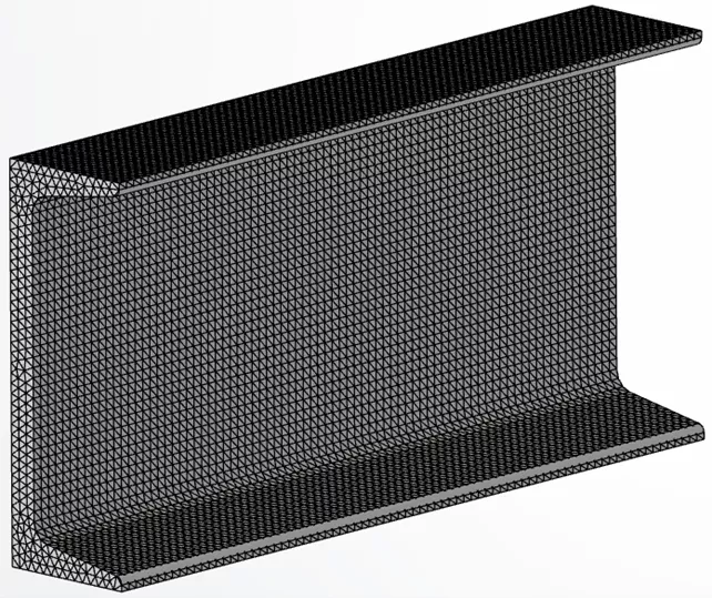 Channel beam section tetrameshed (48,800 elements)