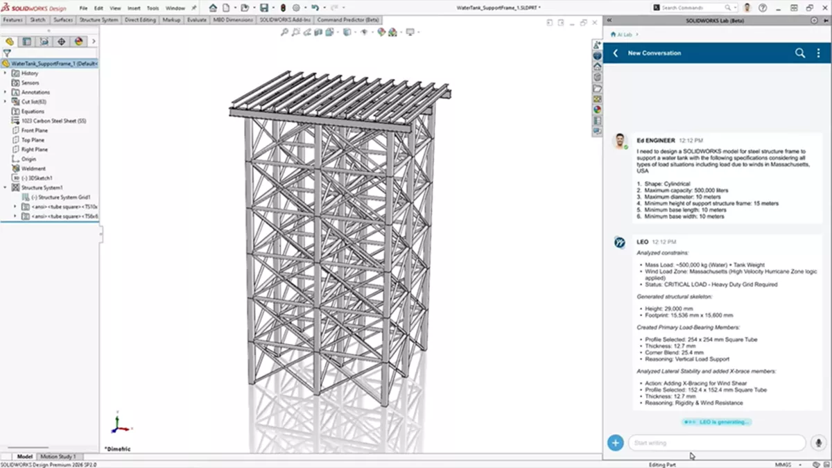 Text to CAD AI in SOLIDWORKS