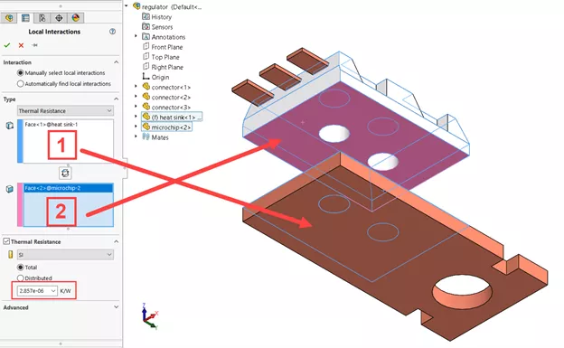 Thermal Resistance in a SOLIDWORKS Simulation Study