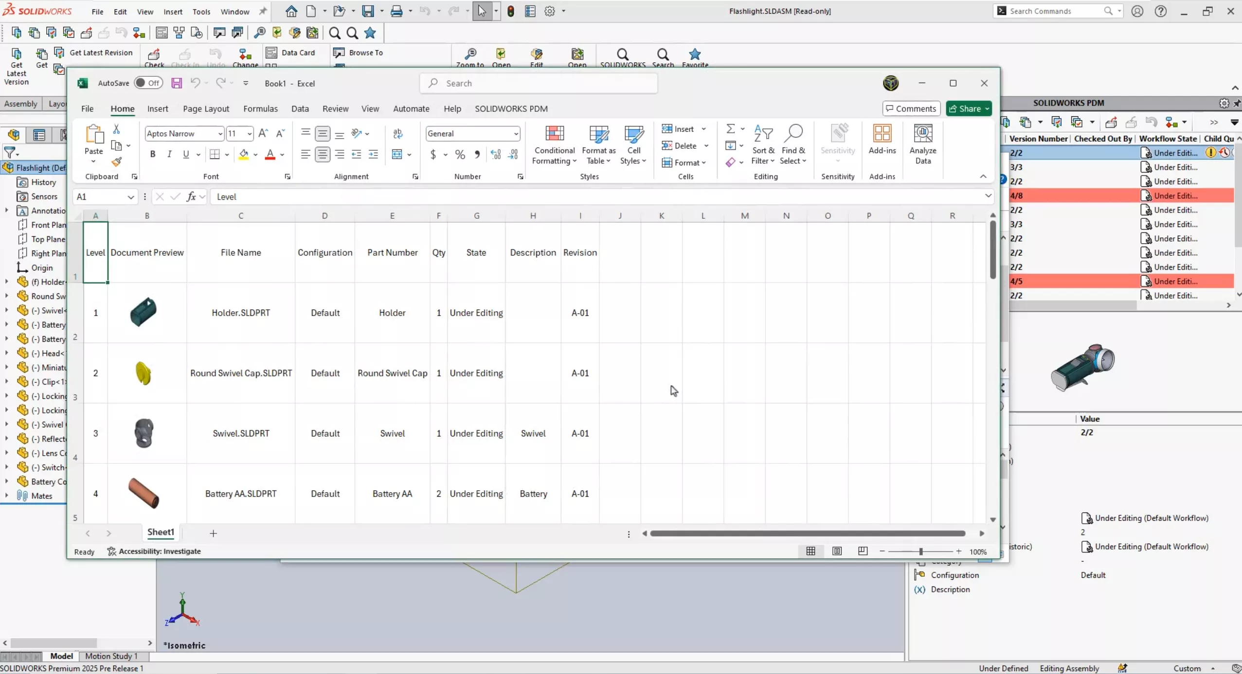 Thumbnail Preview in SOLIDWORKS PDM 2025