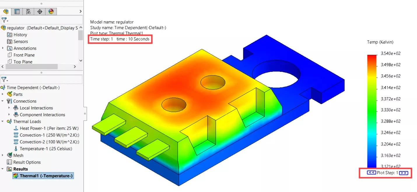 Time-dependent Thermal Analysis Study in SOLIDWORKS Simulation 