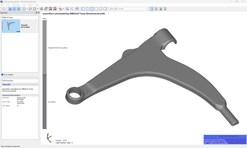 An advancing topology optimization solution over several iterations.