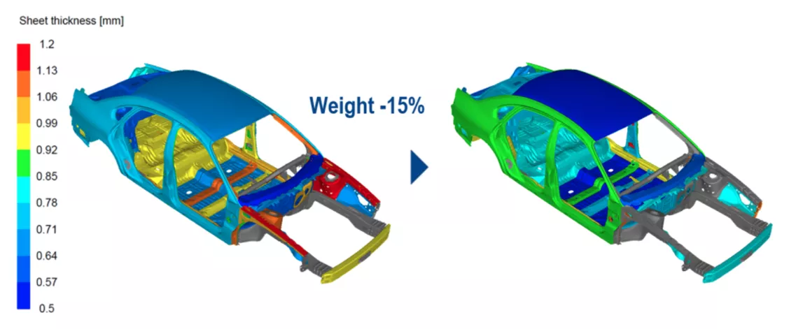 The before and after of sizing optimization with SIMULIA Tosca