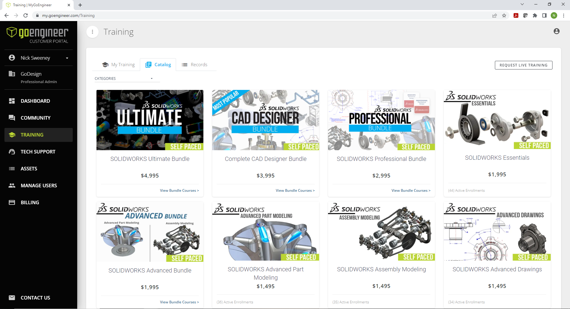 GoEngineer offers on-demand SOLIDWORKS training that you can manage from your customer portal account.