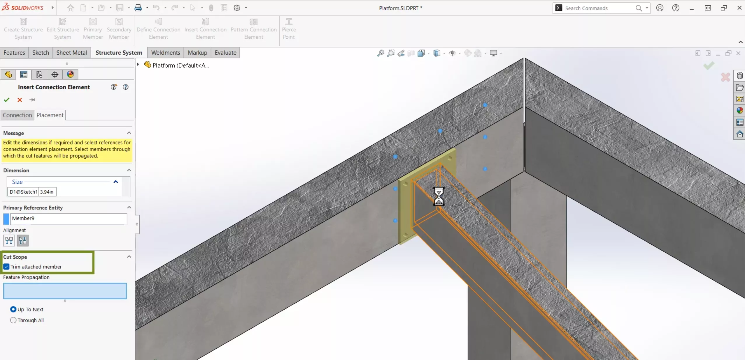 Trim Attached Members in SOLIDWORKS 2025 Weldments and Structure Systems