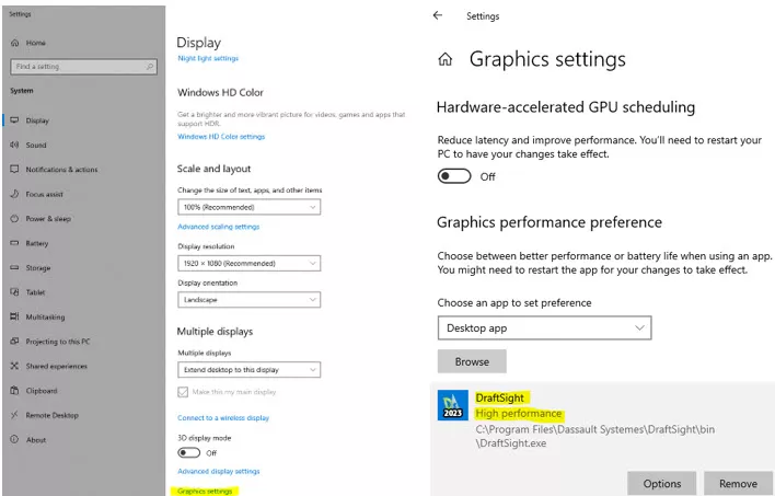 DraftSight Graphics Settings and Performance Preferences Troubleshooting 