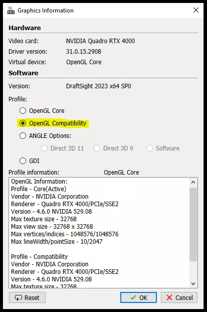 Graphics Performance OpenGL Compatibility for DraftSight Troubleshooting 