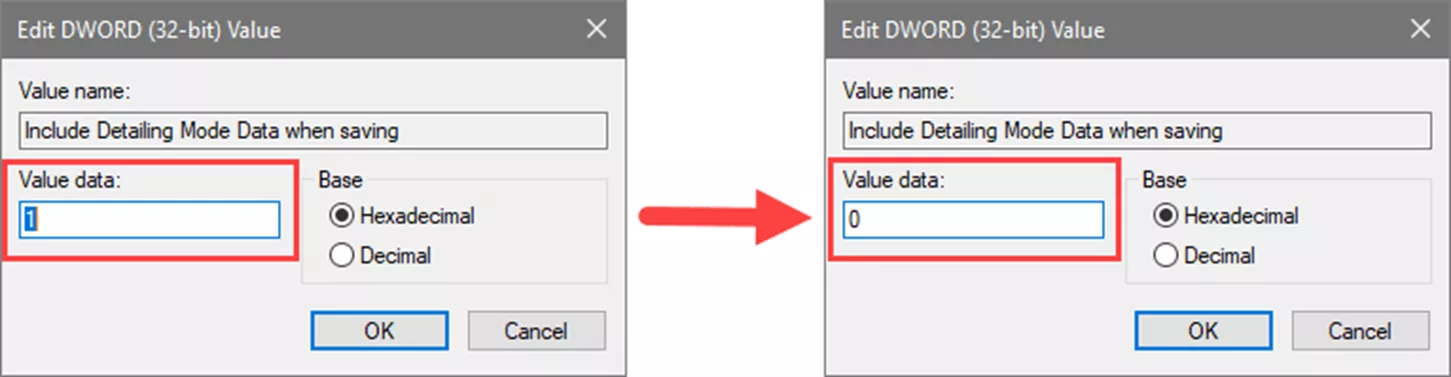 Value Data SOLIDWORKS Include Detailing Mode Data When Saving Option