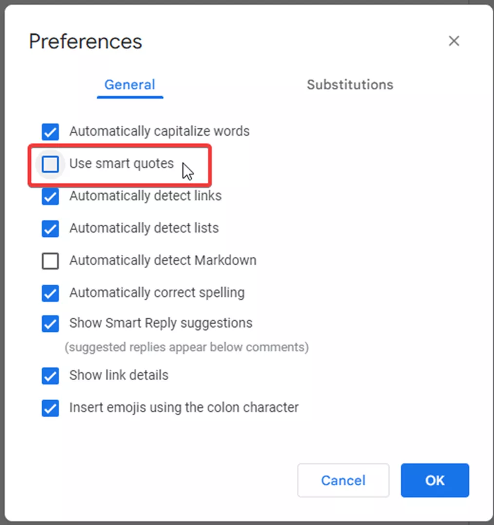 How to Turn of Smart Quotes in Google Docs