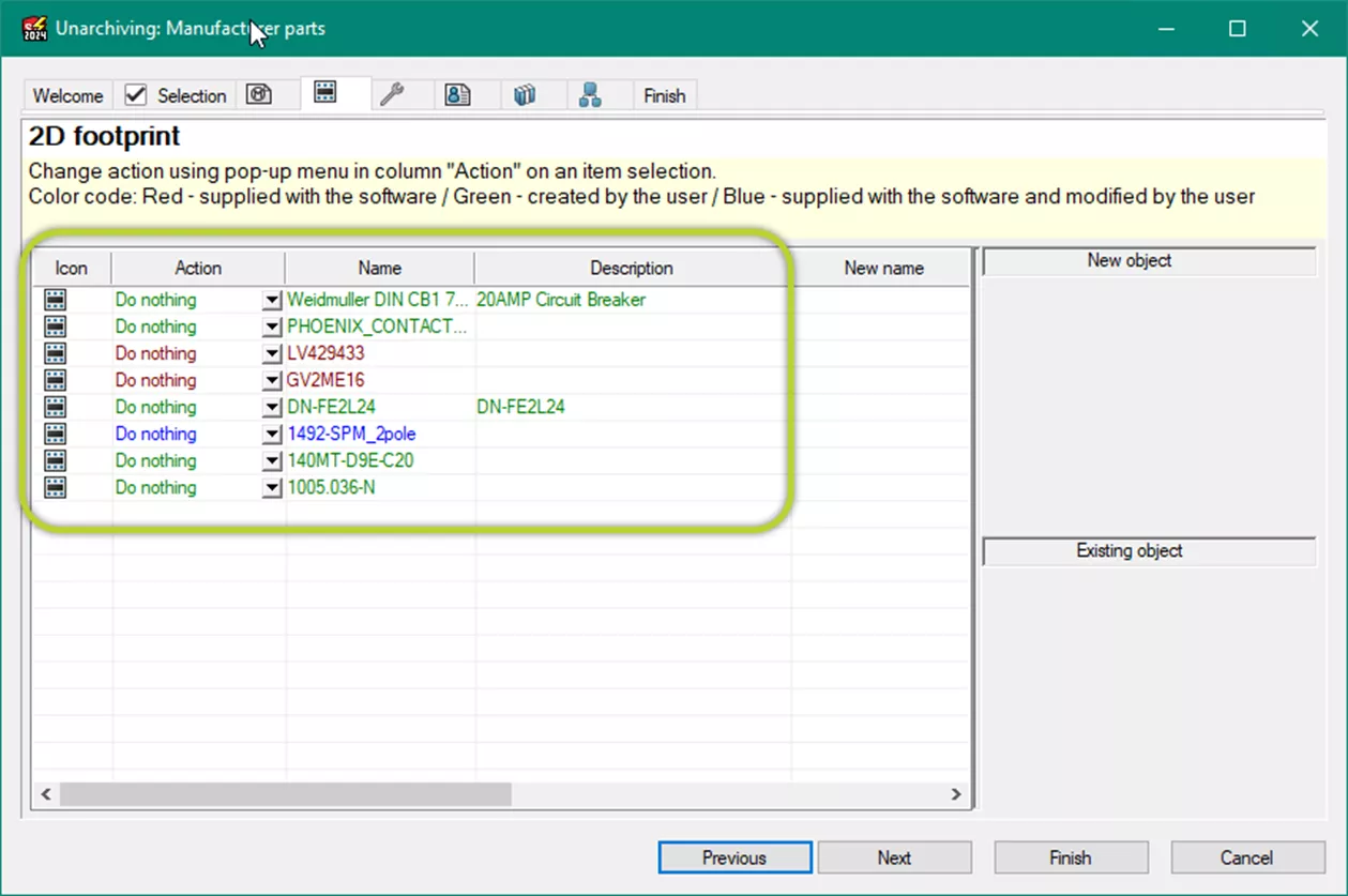 SOLIDWORKS Electrical Schematic Unarchiving Manufacturer Parts with Wizard 