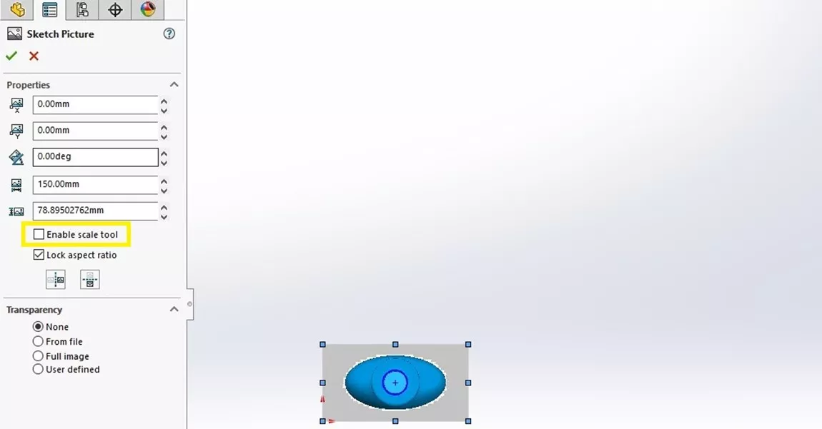 Uncheck SOLIDWORKS Enable Scale Tool