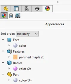 Understanding Hierarchy in SOLIDWORKS Appearances