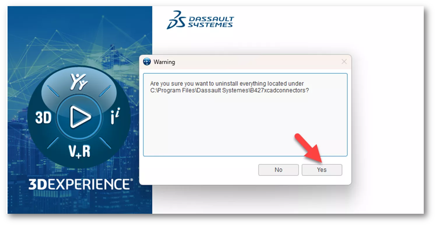 3DEXPERIENCE SOLIDWORKS Uninstallation Warning 