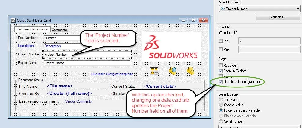 Setting the Update All Configurations Options in SOLIDWORKS PDM 