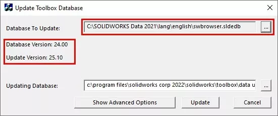 Update Toolbox Database Version