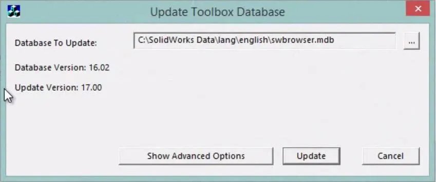 update toolbox database in solidworks