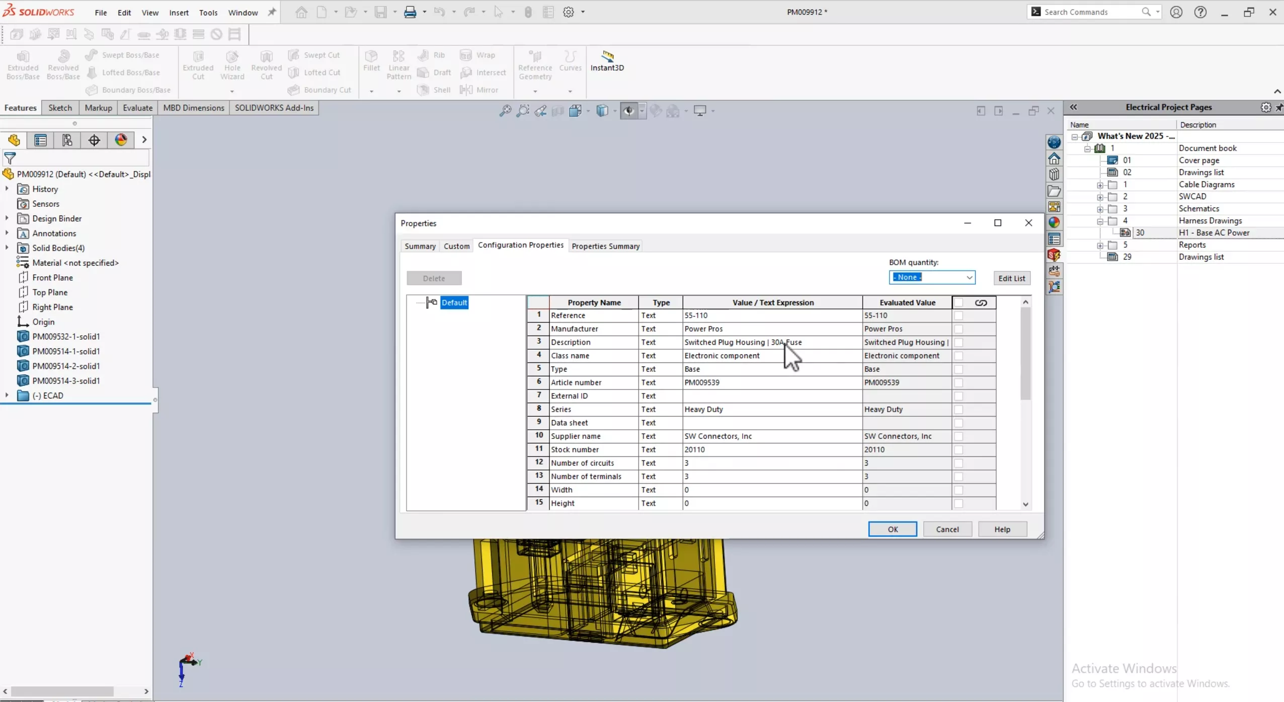 Updated Properties in SOLIDWORKS Electrical 2025