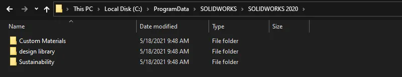 Upgrade SOLIDWORKS Version Folder Location
