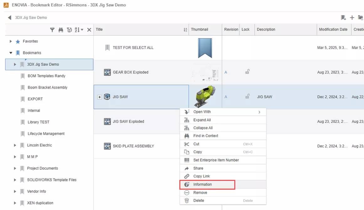 Using the Bookmark Editor App in 3DEXPERIENCE