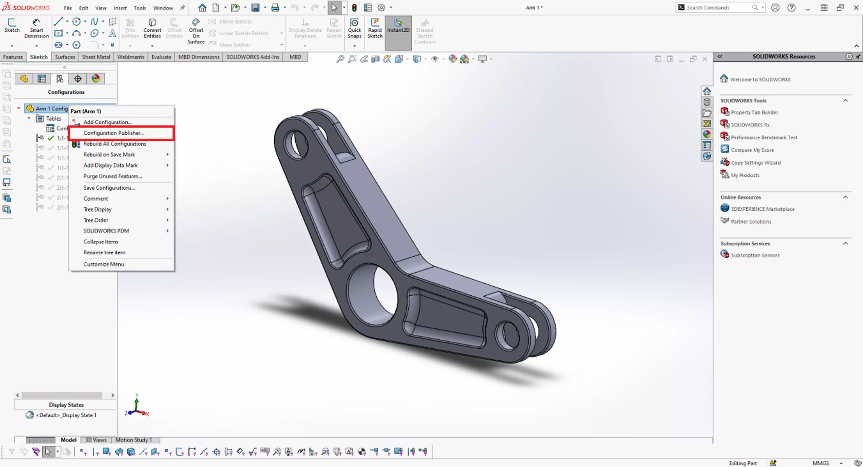 Using Configuration Publisher in SOLIDWORKS