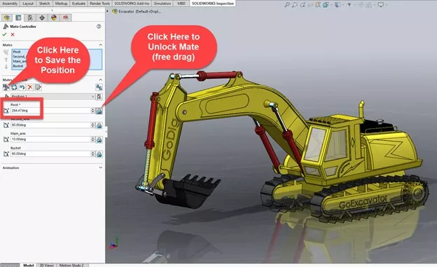 Controlling a Mate in SOLIDWORKS Using Mate Controller