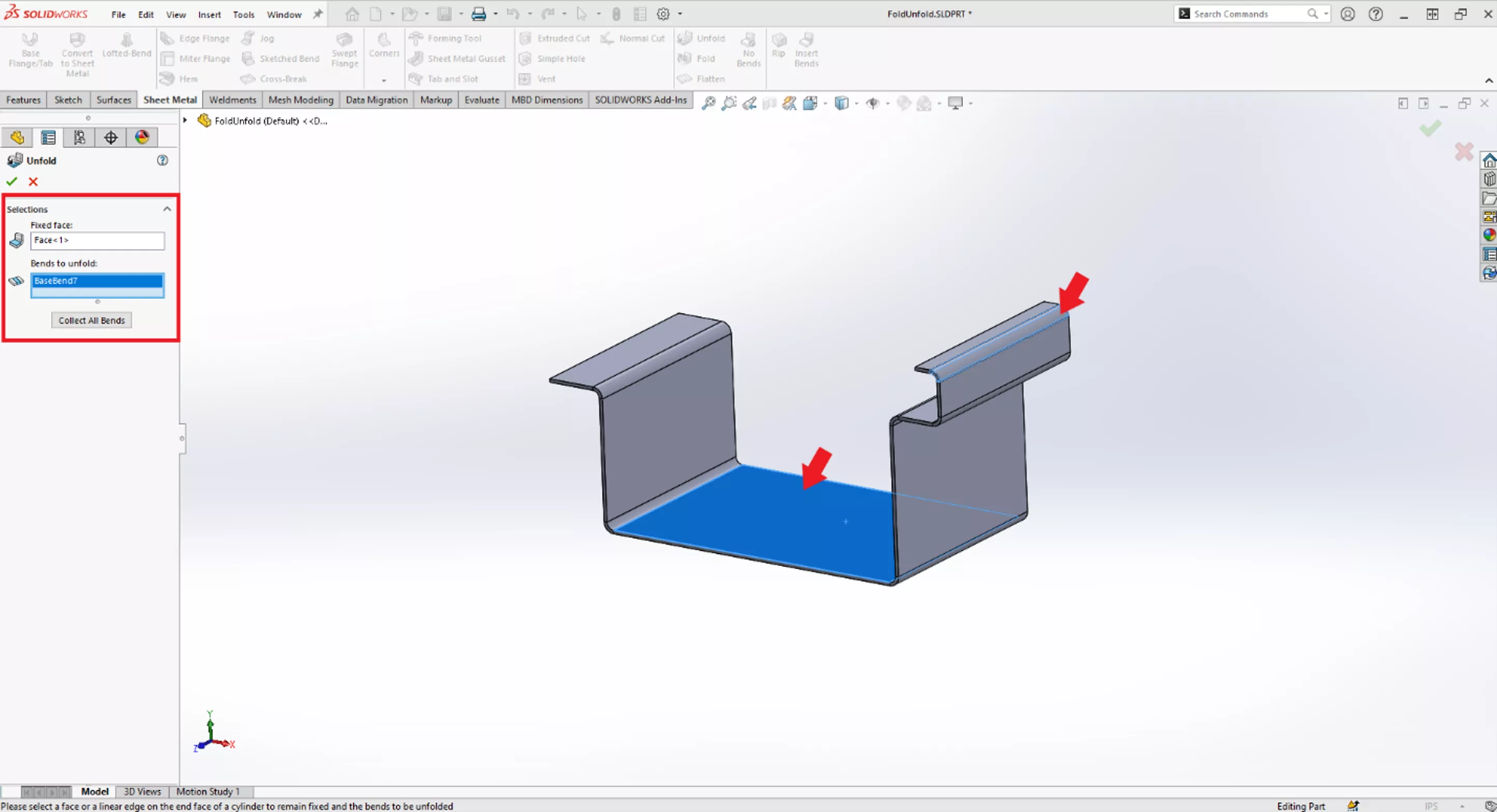 How to Use the Unfold Tool for SOLIDWORKS Sheet Metal Models 