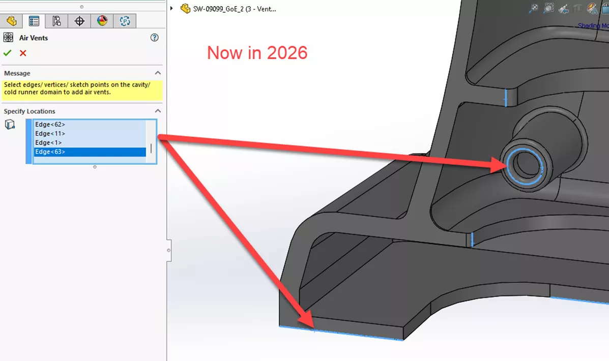 Venting Analysis in SOLIDWORKS Plastics 2026