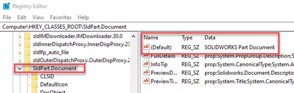 Verify Type SOLIDWORKS File Associations