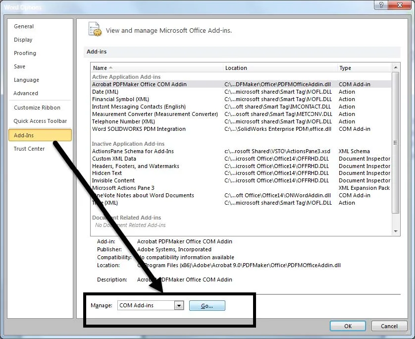 View and Manage Microsoft Office Add-ins Window 
